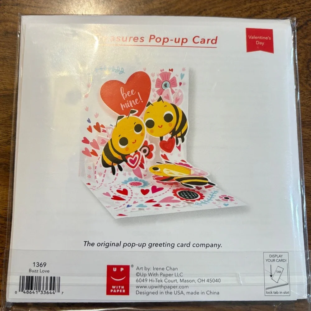 Up With Paper Buzz Love Valentines Day Pop Up Card Bee Mine Anniversary Wedding‎